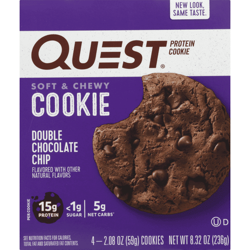 Quest Double Chocolate Chip Protein Cookie 4 Count - 2.04 Ounce