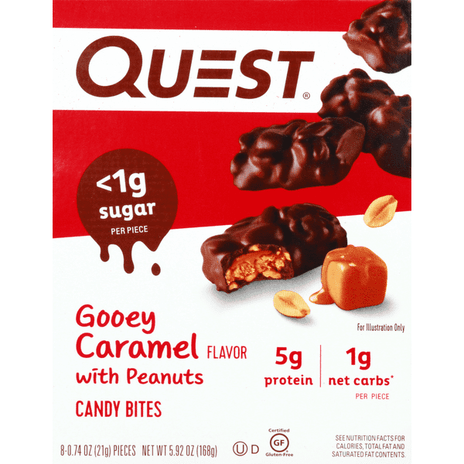 Quest Candy Bites, Gooey Caramel With Peanuts 8-0.74 oz Pieces - 5.92 Ounce