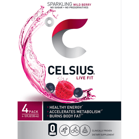 Celsius Sparkling Wild Berry 4 Count - 12 Ounce