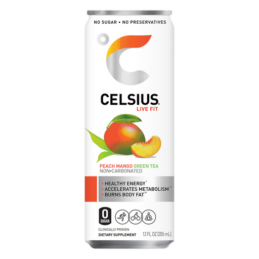Celsius Peach Mango Green Tea Energy Drink - 12 Ounce