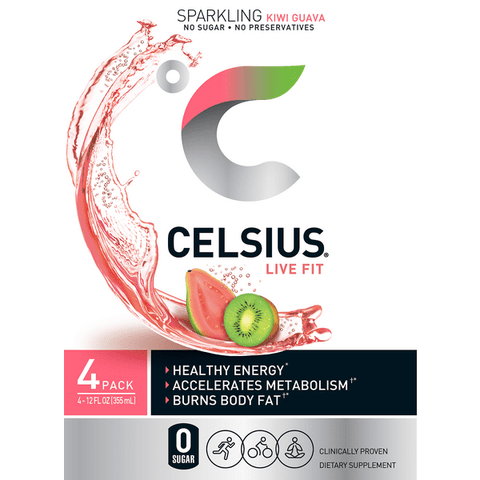 Celsius Live Fit Sparkling Kiwi Guava Dietary Supplement 4 Count - 12 Ounce