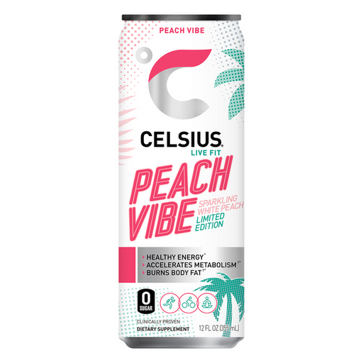 Celsius Peach Vibe Sparkling Energy Drink - 12 Ounce