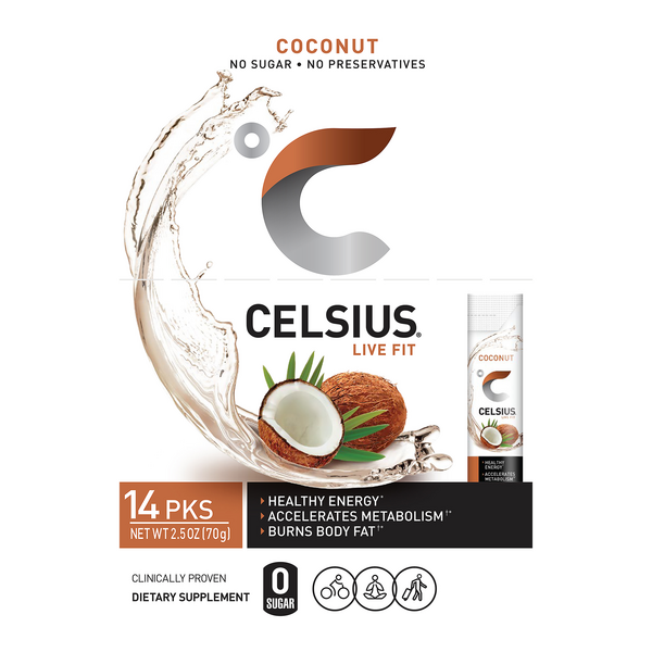Celsius Coconut Powder Sticks 14 Count - 2.5 Ounce