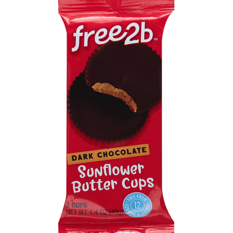 Free2B Sunflower Butter Cups, Dark Chocolate 2 Count - 1.4 Ounce
