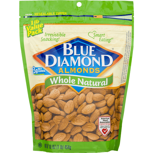 Blue Diamond Whole Natural Almonds - 16 Ounce
